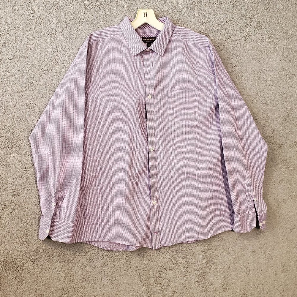 Stylish Purple Long Sleeve Polo Shirt Men XXL Button Up